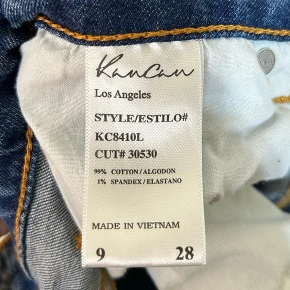 KanCan Muffy High Rise Side Slit Raw Edge Hem Straight Jeans Size 9/28 - Picture 10 of 11